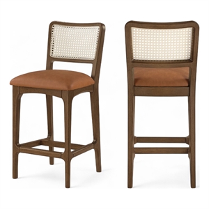 Meridian Furniture Atrium Cognac Vegan Leather Counter Stool (Set of 2)
