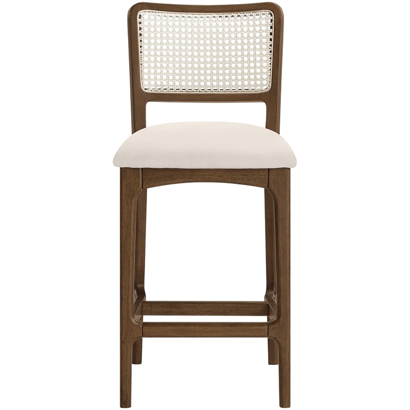 Meridian Furniture Atrium Cream Vegan Leather Counter Stool (Set of 2)