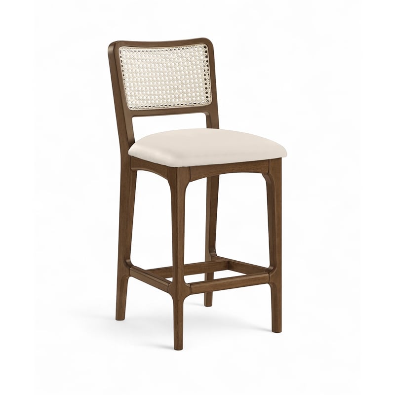 Meridian Furniture Atrium Cream Vegan Leather Counter Stool (Set of 2)