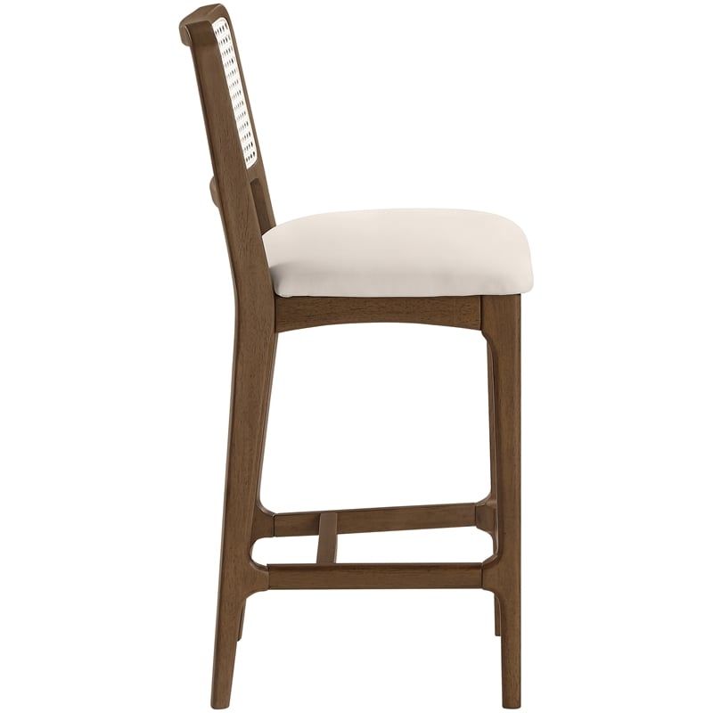 Meridian Furniture Atrium Cream Vegan Leather Counter Stool (Set of 2)