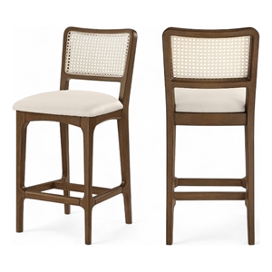 Meridian Furniture Atrium Cream Vegan Leather Counter Stool (Set of 2)