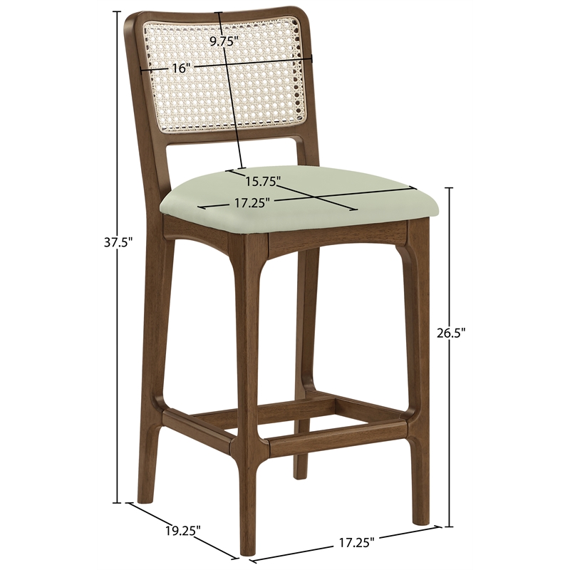 Meridian Furniture Atrium Mint Vegan Leather Counter Stool (Set of 2)