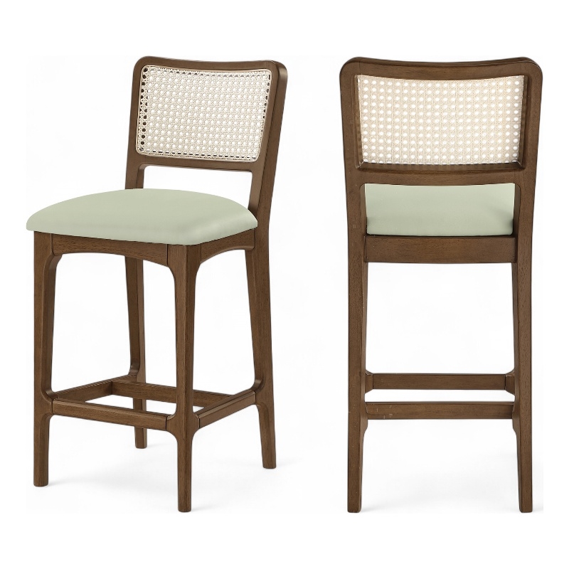 Meridian Furniture Atrium Mint Vegan Leather Counter Stool (Set of 2)