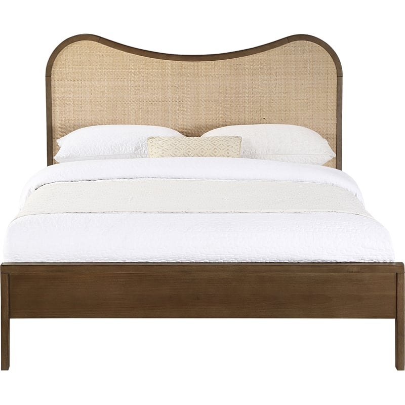 Meridian Furniture Windsor Brown Solid Wood And Natural Cane Full Bed
