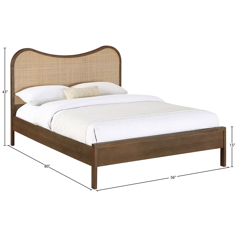 Meridian Furniture Windsor Brown Solid Wood And Natural Cane Full Bed