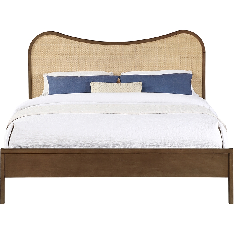 Meridian Furniture Windsor Brown Solid Wood And Natural Cane Queen Bed
