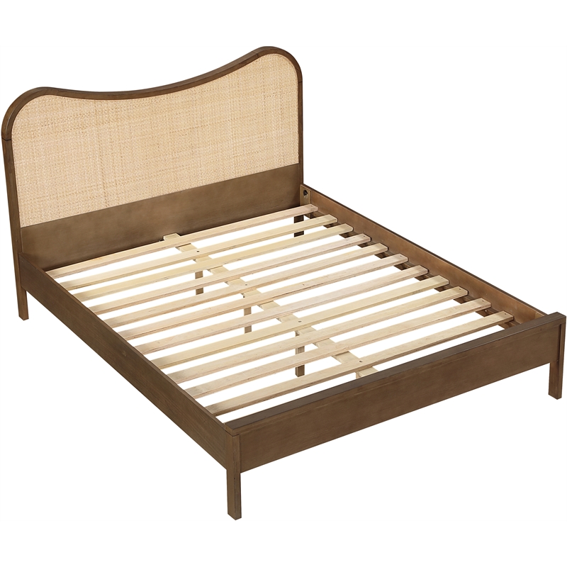Meridian Furniture Windsor Brown Solid Wood And Natural Cane Queen Bed