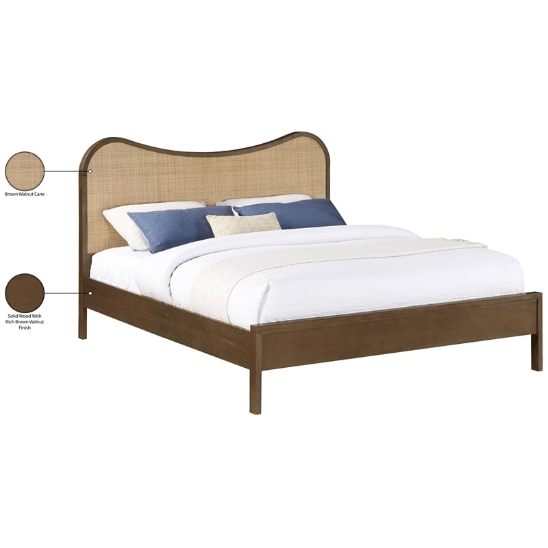 Meridian Furniture Windsor Brown Solid Wood And Natural Cane Queen Bed