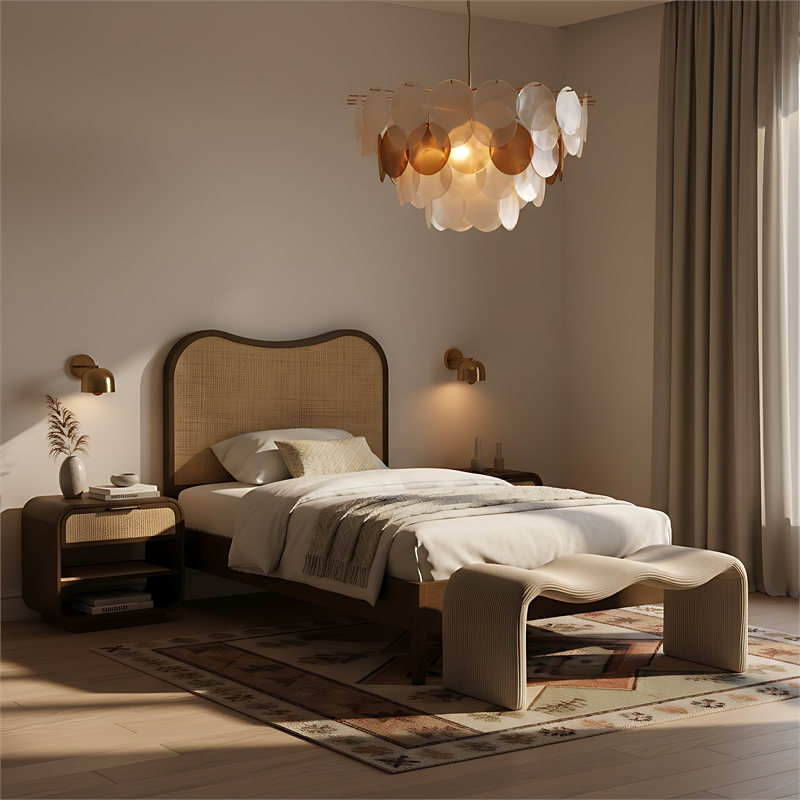 Meridian Furniture Windsor Brown Solid Wood And Natural Cane Twin Bed