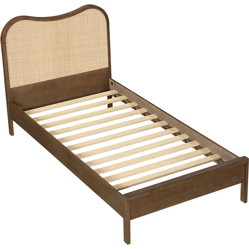Meridian Furniture Windsor Brown Solid Wood And Natural Cane Twin Bed