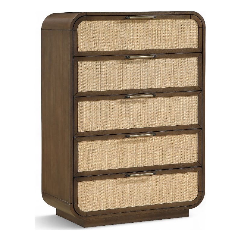 Meridian Furniture Windsor Brown Solid Wood And Natural Cane Chest