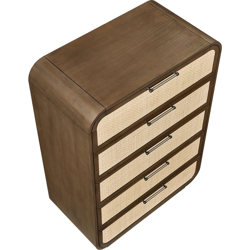 Meridian Furniture Windsor Brown Solid Wood And Natural Cane Chest
