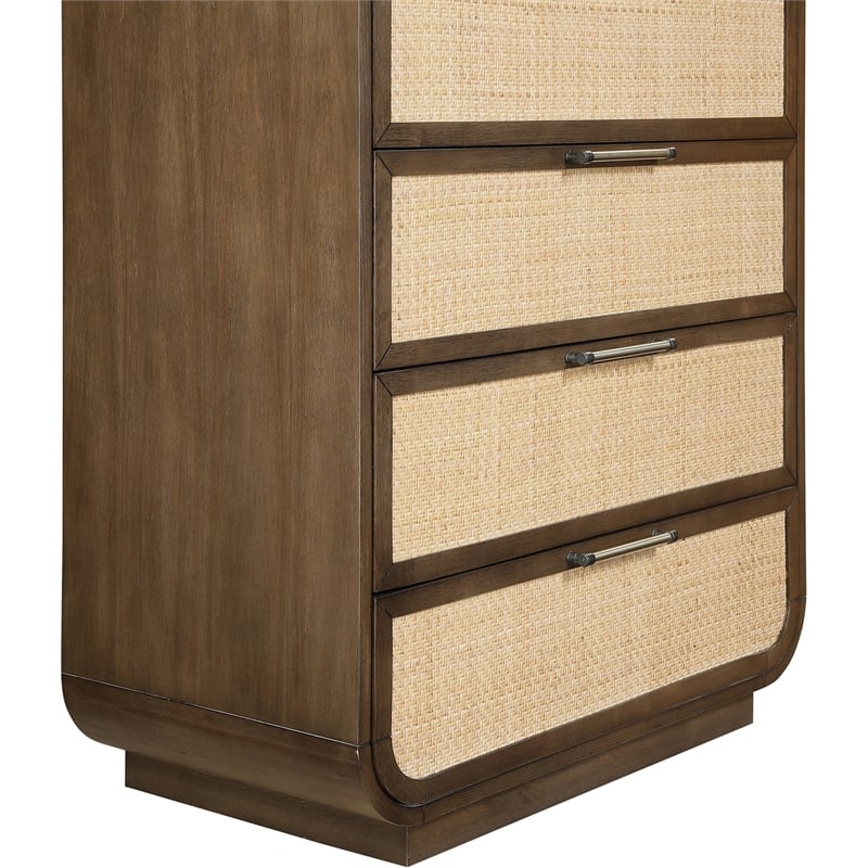 Meridian Furniture Windsor Brown Solid Wood And Natural Cane Chest