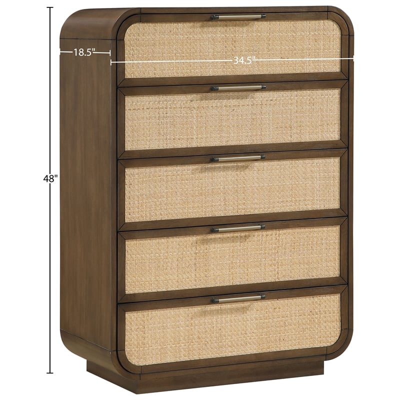 Meridian Furniture Windsor Brown Solid Wood And Natural Cane Chest