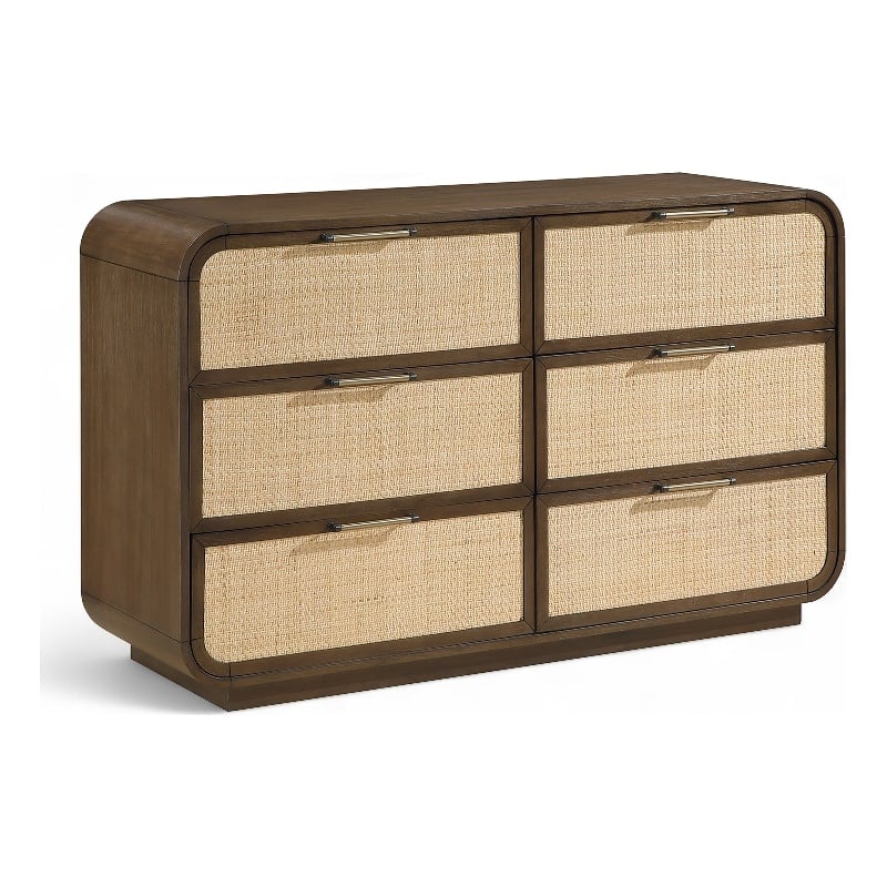 Meridian Furniture Windsor Brown Solid Wood And Natural Cane Dresser