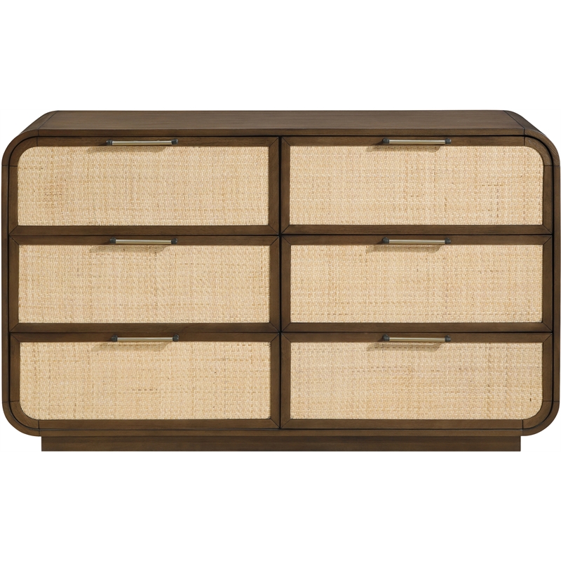 Meridian Furniture Windsor Brown Solid Wood And Natural Cane Dresser