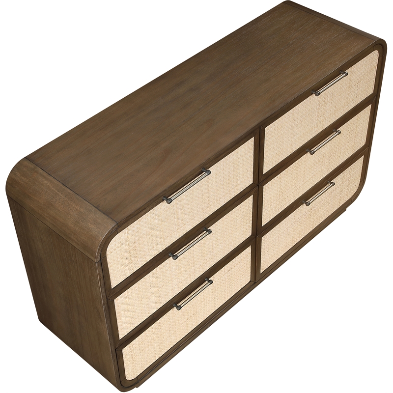 Meridian Furniture Windsor Brown Solid Wood And Natural Cane Dresser