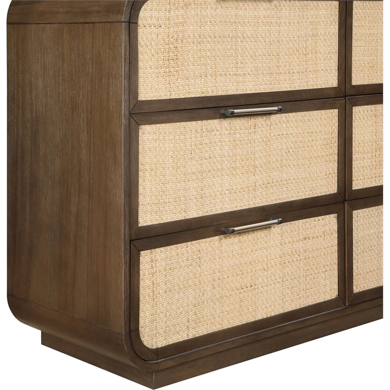 Meridian Furniture Windsor Brown Solid Wood And Natural Cane Dresser