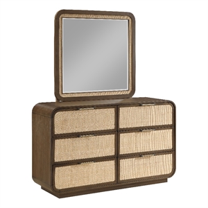Meridian Furniture Windsor Brown Solid Wood And Natural Cane Mirror