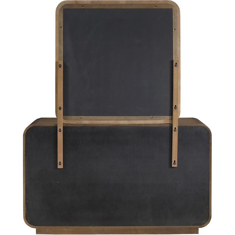 Meridian Furniture Windsor Brown Solid Wood And Natural Cane Mirror