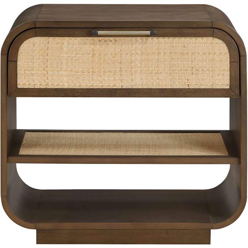 Meridian Furniture Windsor Brown Solid Wood And Natural Cane Nightstand
