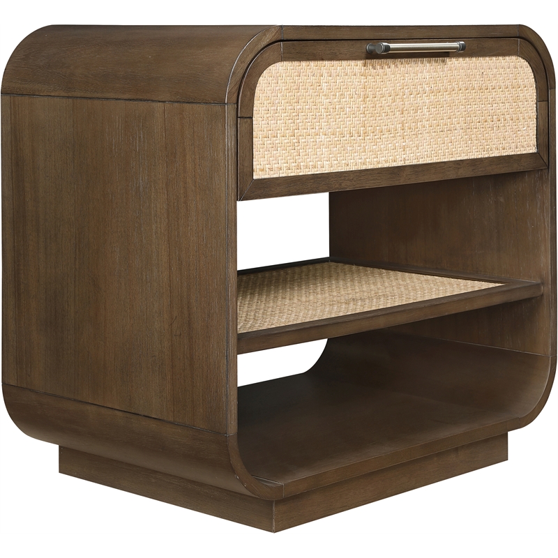 Meridian Furniture Windsor Brown Solid Wood And Natural Cane Nightstand