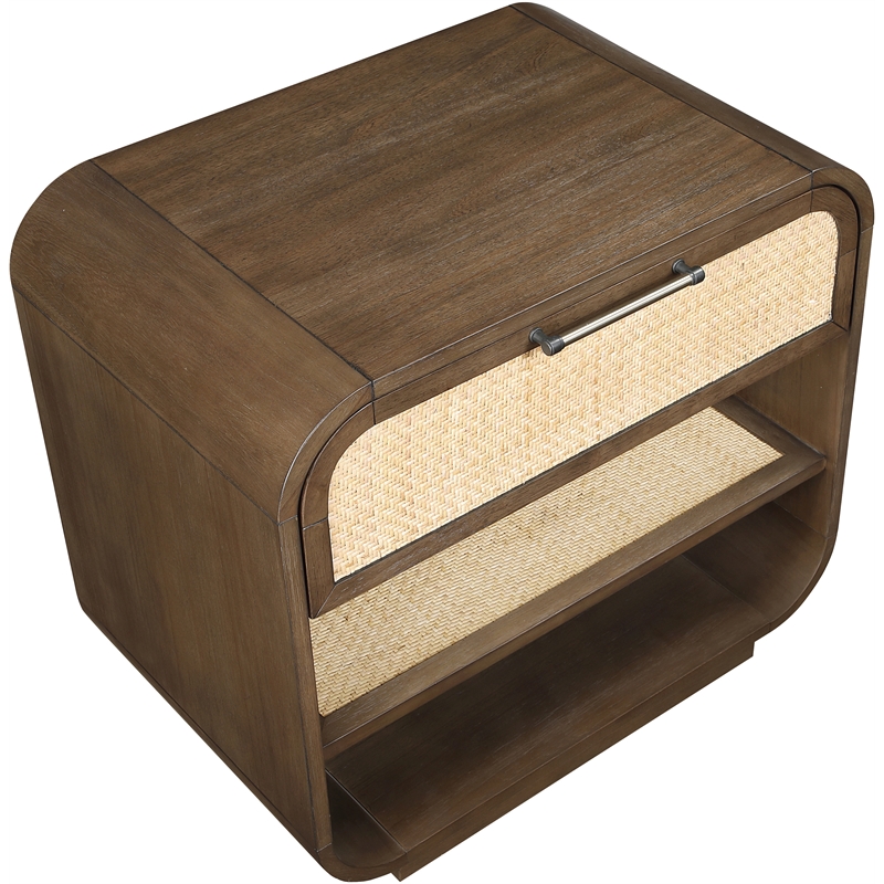 Meridian Furniture Windsor Brown Solid Wood And Natural Cane Nightstand