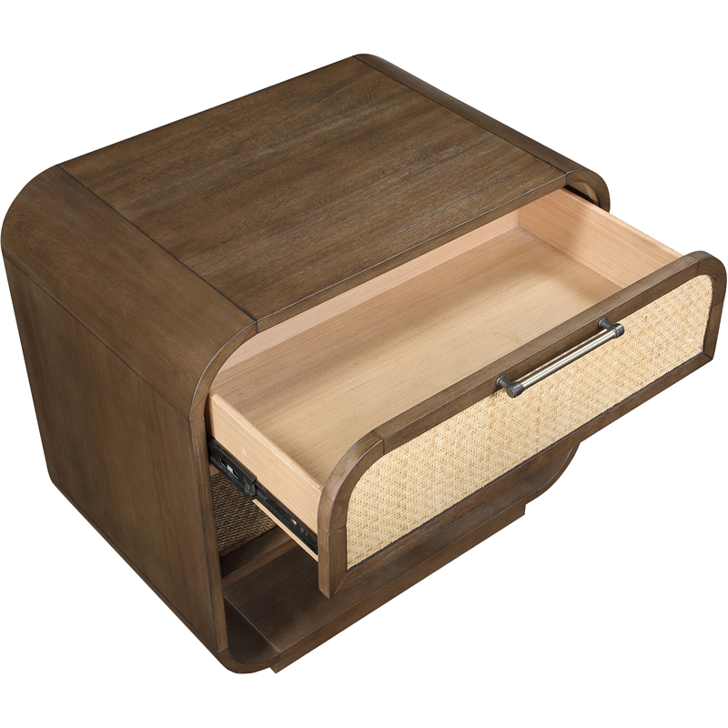 Meridian Furniture Windsor Brown Solid Wood And Natural Cane Nightstand