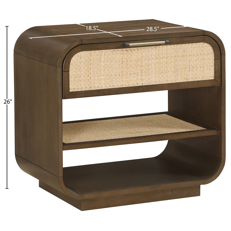 Meridian Furniture Windsor Brown Solid Wood And Natural Cane Nightstand