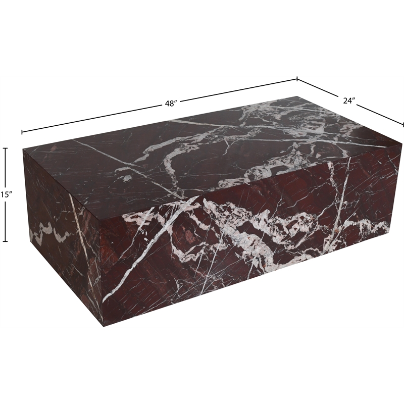 Meridian Furniture Bolzano Red Marble Coffee Table
