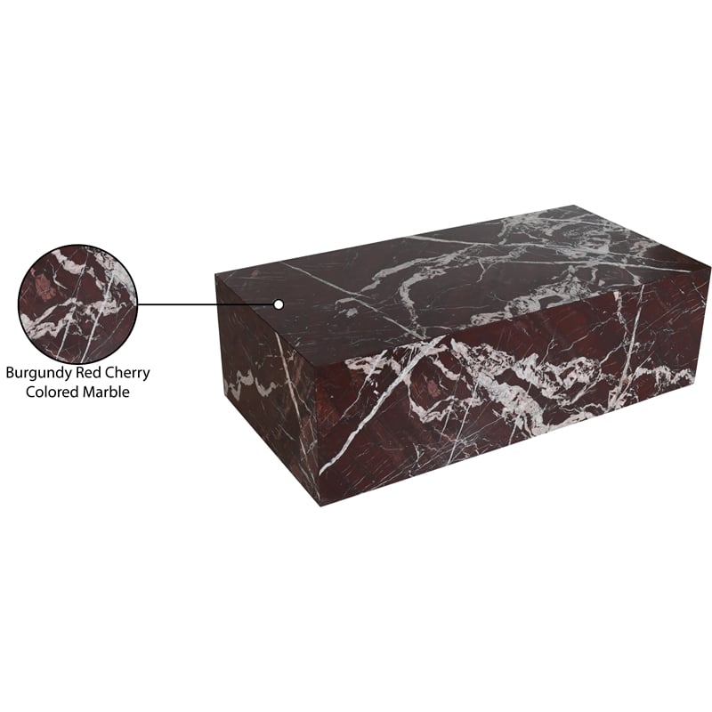 Meridian Furniture Bolzano Red Marble Coffee Table