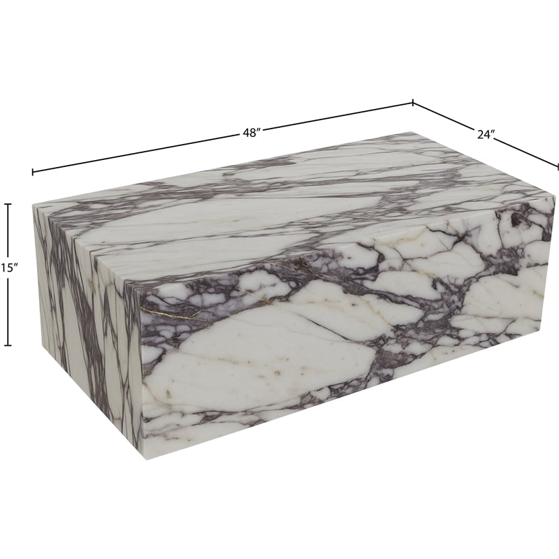 Meridian Furniture Bolzano White Marble Coffee Table