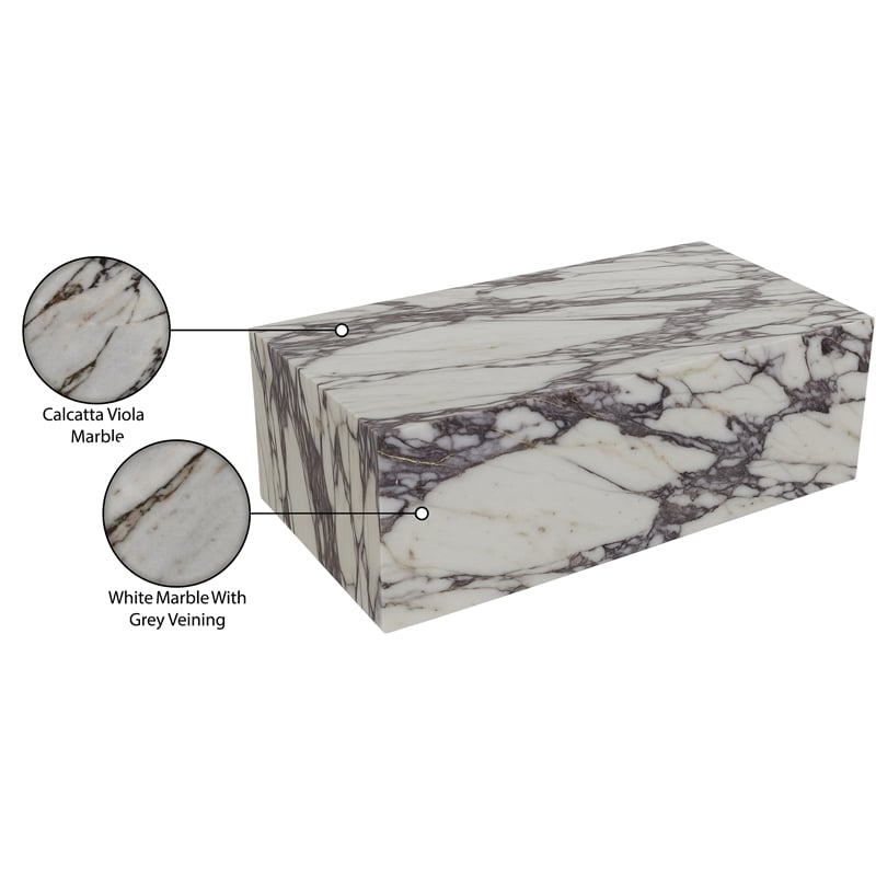 Meridian Furniture Bolzano White Marble Coffee Table