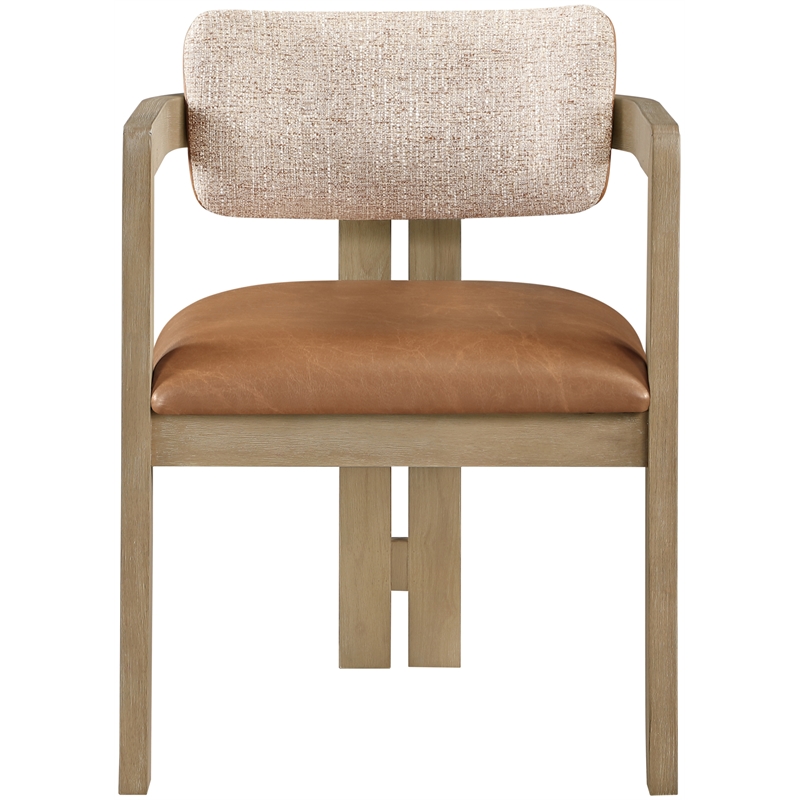 Meridian Furniture Ravina Cognac Vegan Leather and Linen Textured DC (Set of 2)