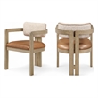 Meridian Furniture Ravina Cognac Vegan Leather and Linen Textured DC (Set of 2)