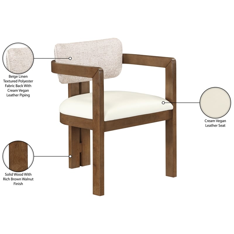 Meridian Furniture Ravina Beige Vegan Leather and Linen Textured DC (Set of 2)