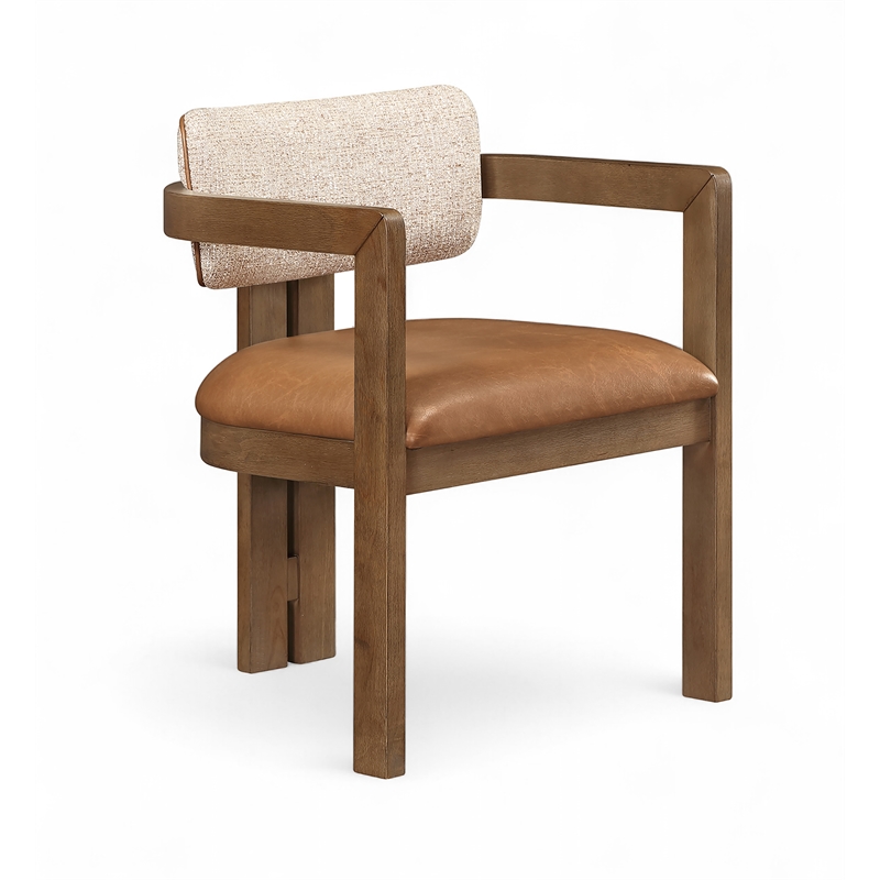 Meridian Furniture Ravina Cognac Vegan Leather and Linen Textured DC (Set of 2)