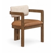 Meridian Furniture Ravina Cognac Vegan Leather and Linen Textured DC (Set of 2)