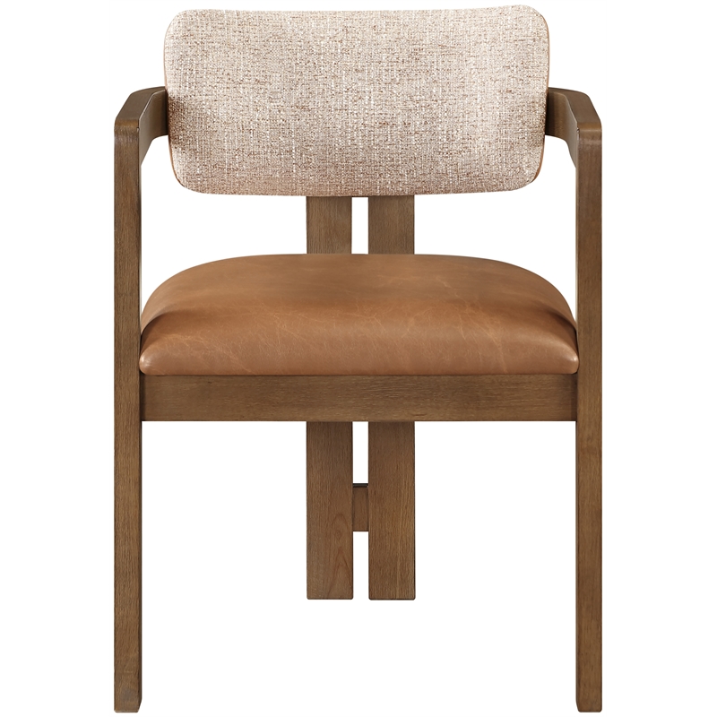 Meridian Furniture Ravina Cognac Vegan Leather and Linen Textured DC (Set of 2)