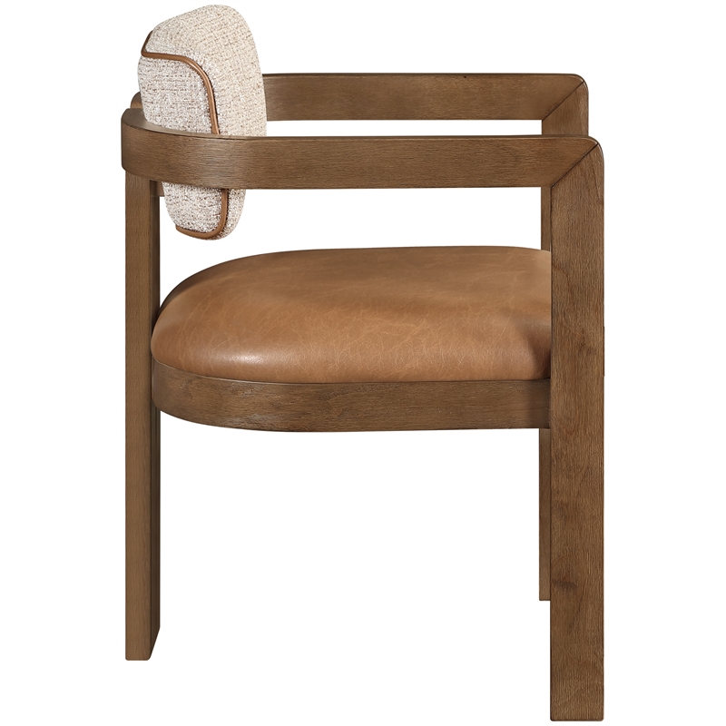 Meridian Furniture Ravina Cognac Vegan Leather and Linen Textured DC (Set of 2)
