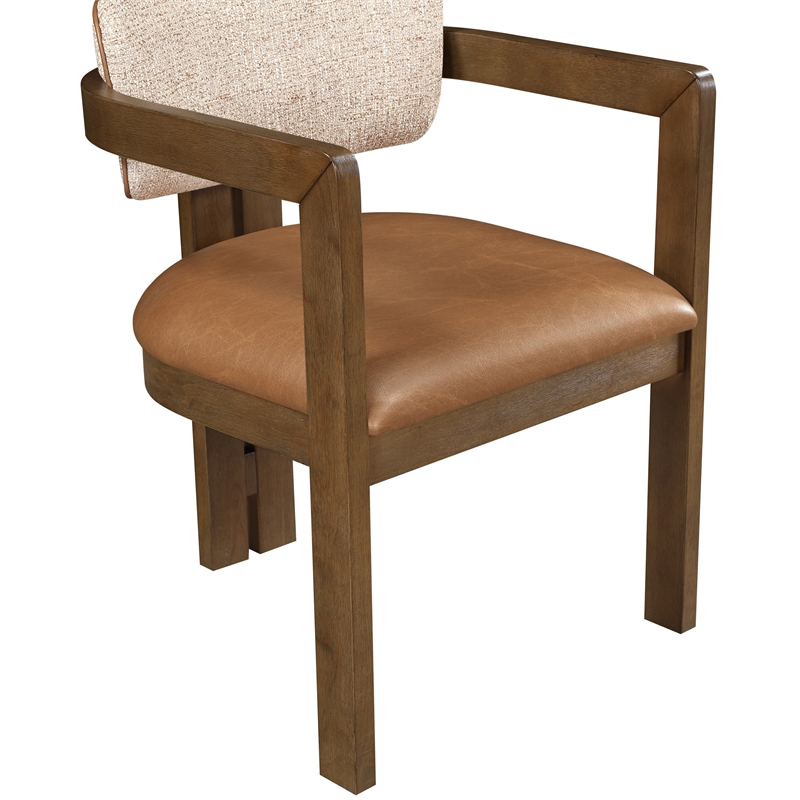 Meridian Furniture Ravina Cognac Vegan Leather and Linen Textured DC (Set of 2)