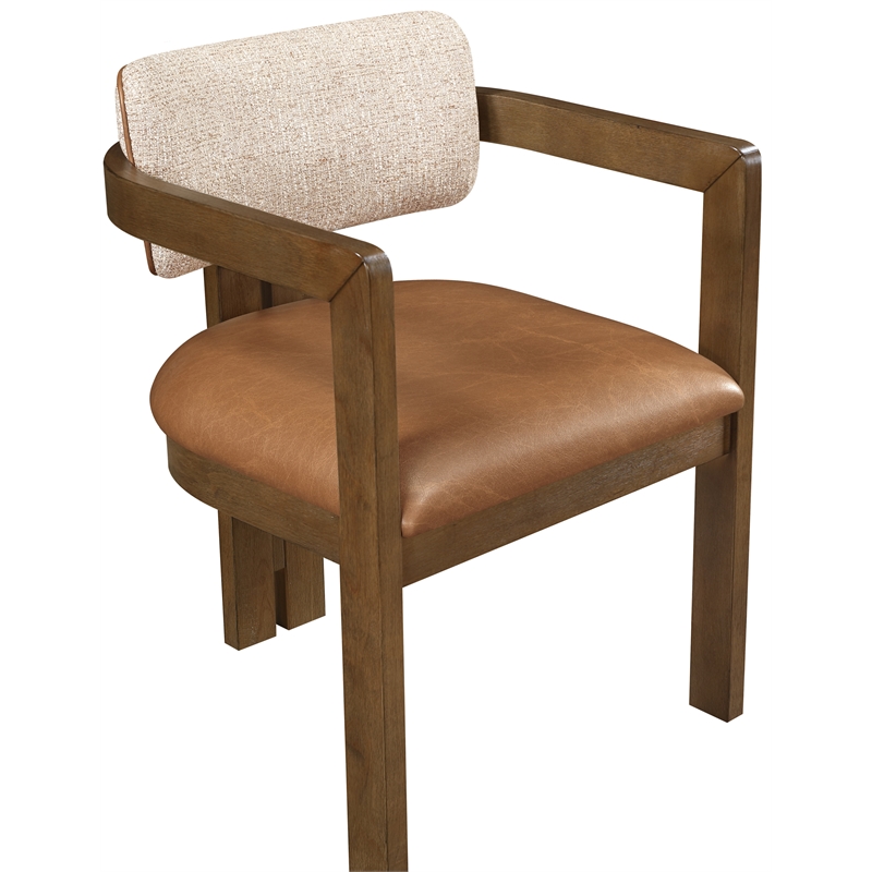 Meridian Furniture Ravina Cognac Vegan Leather and Linen Textured DC (Set of 2)
