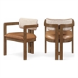 Meridian Furniture Ravina Cognac Vegan Leather and Linen Textured DC (Set of 2)
