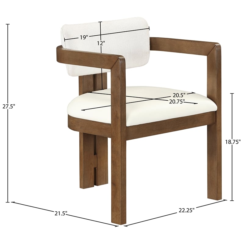 Meridian Furniture Ravina Cream Vegan Leather and Linen Textured DC (Set of 2)