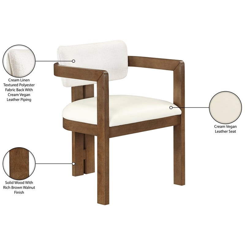 Meridian Furniture Ravina Cream Vegan Leather and Linen Textured DC (Set of 2)