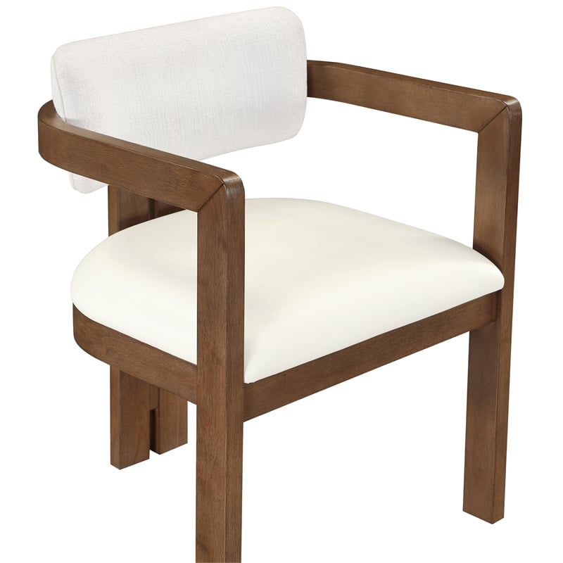 Meridian Furniture Ravina Cream Vegan Leather and Linen Textured DC (Set of 2)