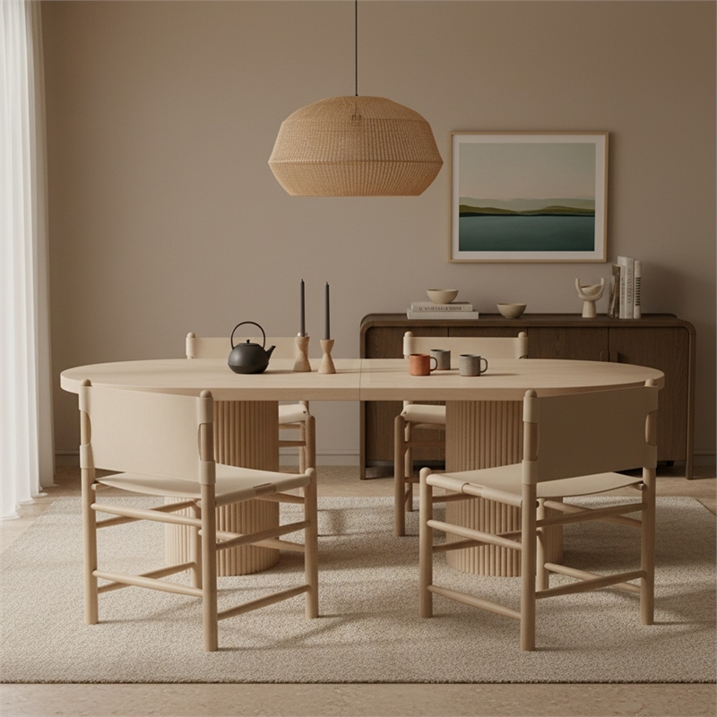 Meridian Furniture Santos Beige Vegan Leather Dining Chair (Set of 2)