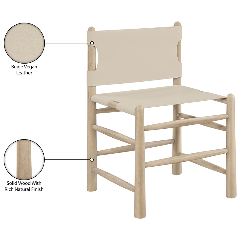 Meridian Furniture Santos Beige Vegan Leather Dining Chair (Set of 2)