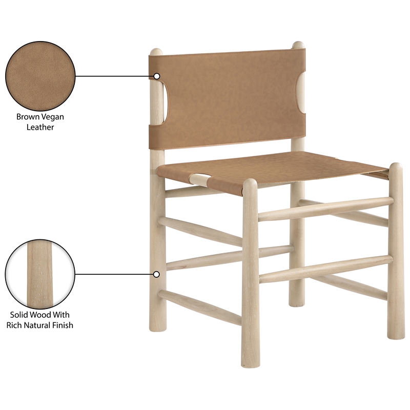 Meridian Furniture Santos Brown Vegan Leather  Dining Chair (Set of 2)
