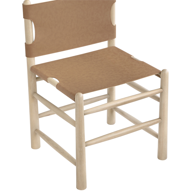 Meridian Furniture Santos Brown Vegan Leather  Dining Chair (Set of 2)